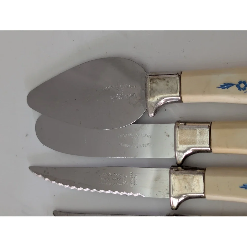 Vintage Lifetime Cutlery Corn Flower 9pc Set Sheffield Stainless Serveware